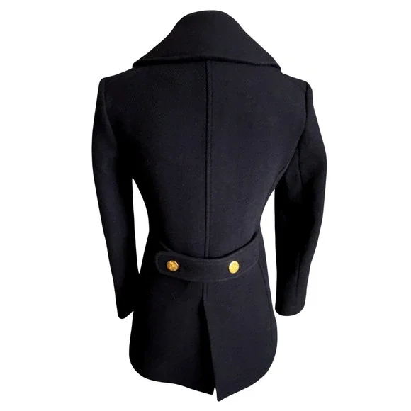 J. Crew Navy Wool PeaCoat Stadium Cloth by Nello Gori SZ: 0P - Picture 2 of 12